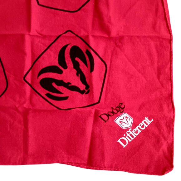 Vintage Red Dodge Hanky Bandana Scarf With Ram Logo & "Dodge Different" - Picture 2 of 3